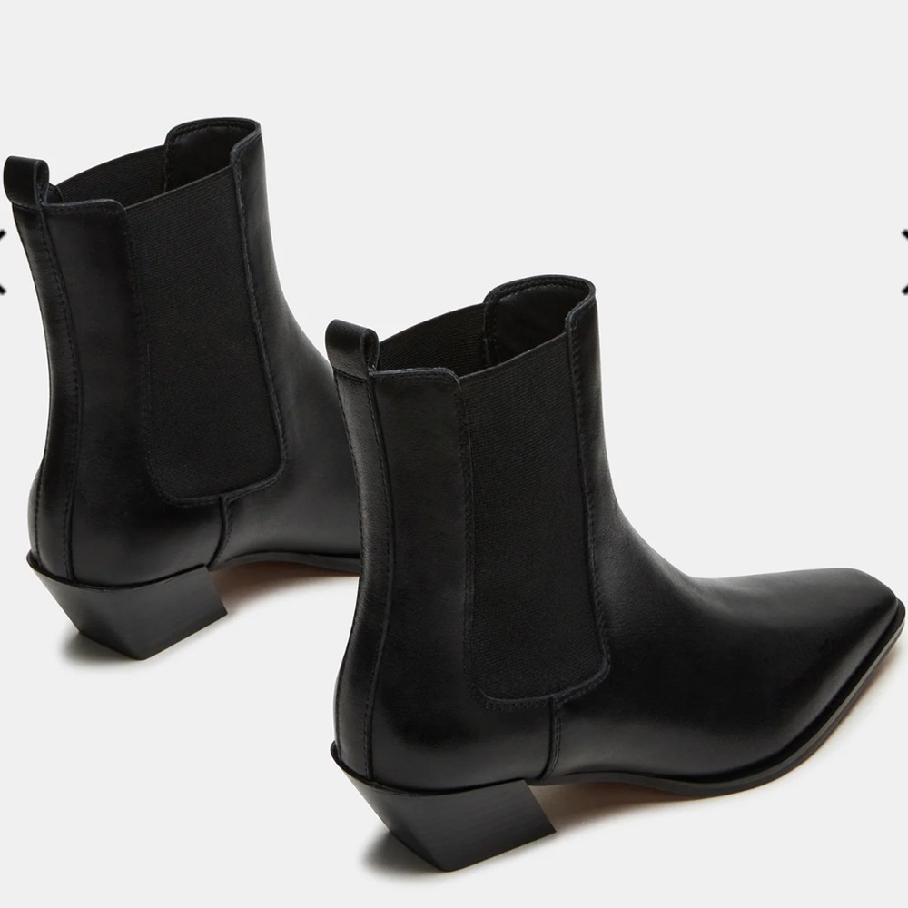 Steve Madden EVAN BLACK LEATHER BOOTS size 11 - Picture 4 of 5